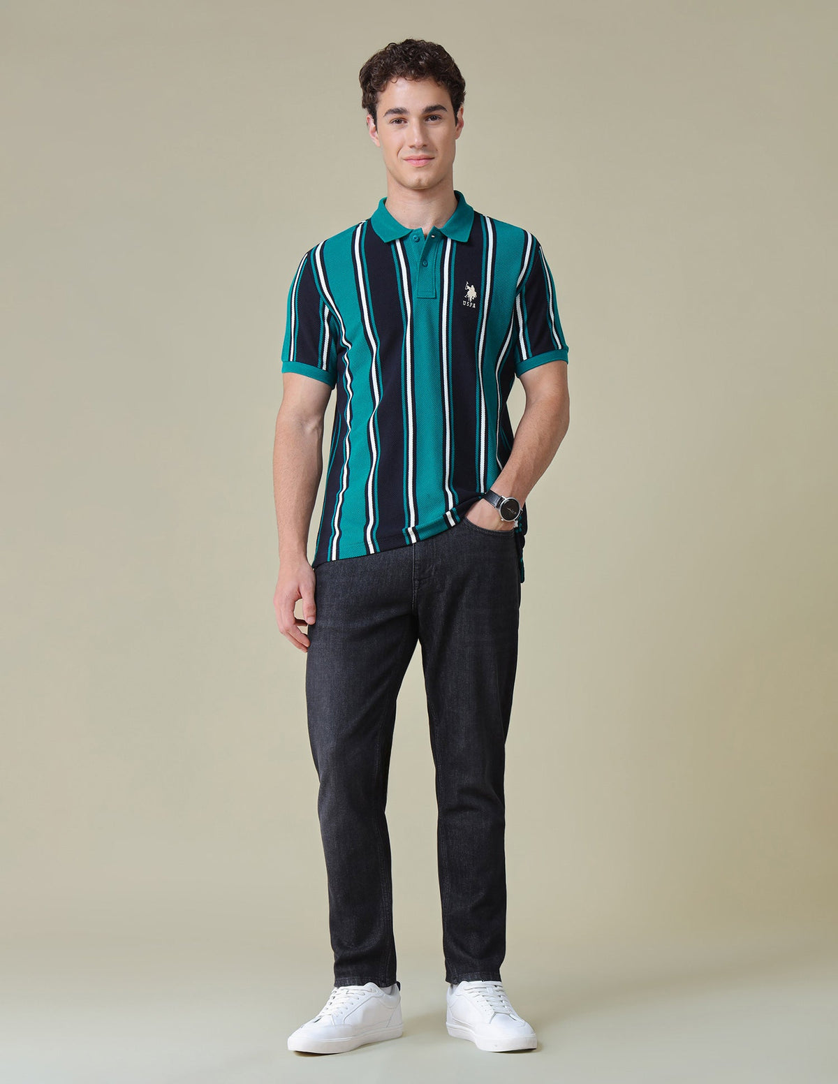 Vertical Striped Regular Fit Polo Shirt USP0