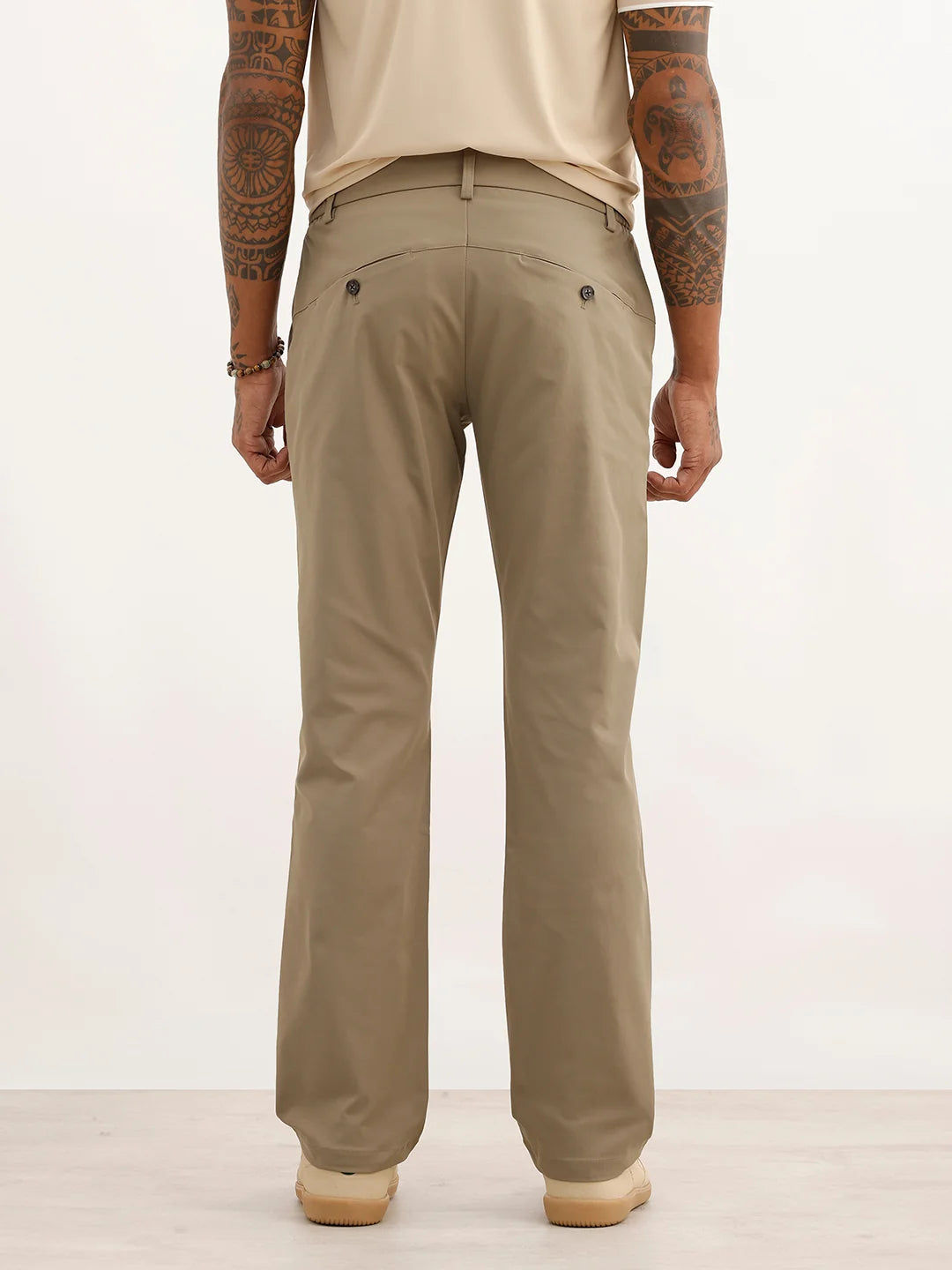 Solid Straight Fit Blended Trouser | Olive