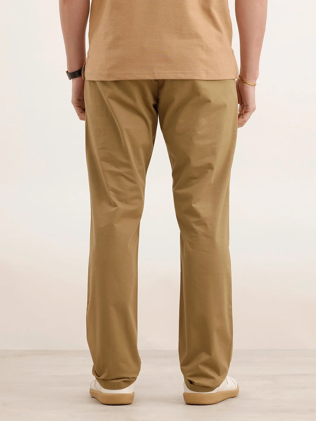 Straight Fit Solid Trouser | Khaki