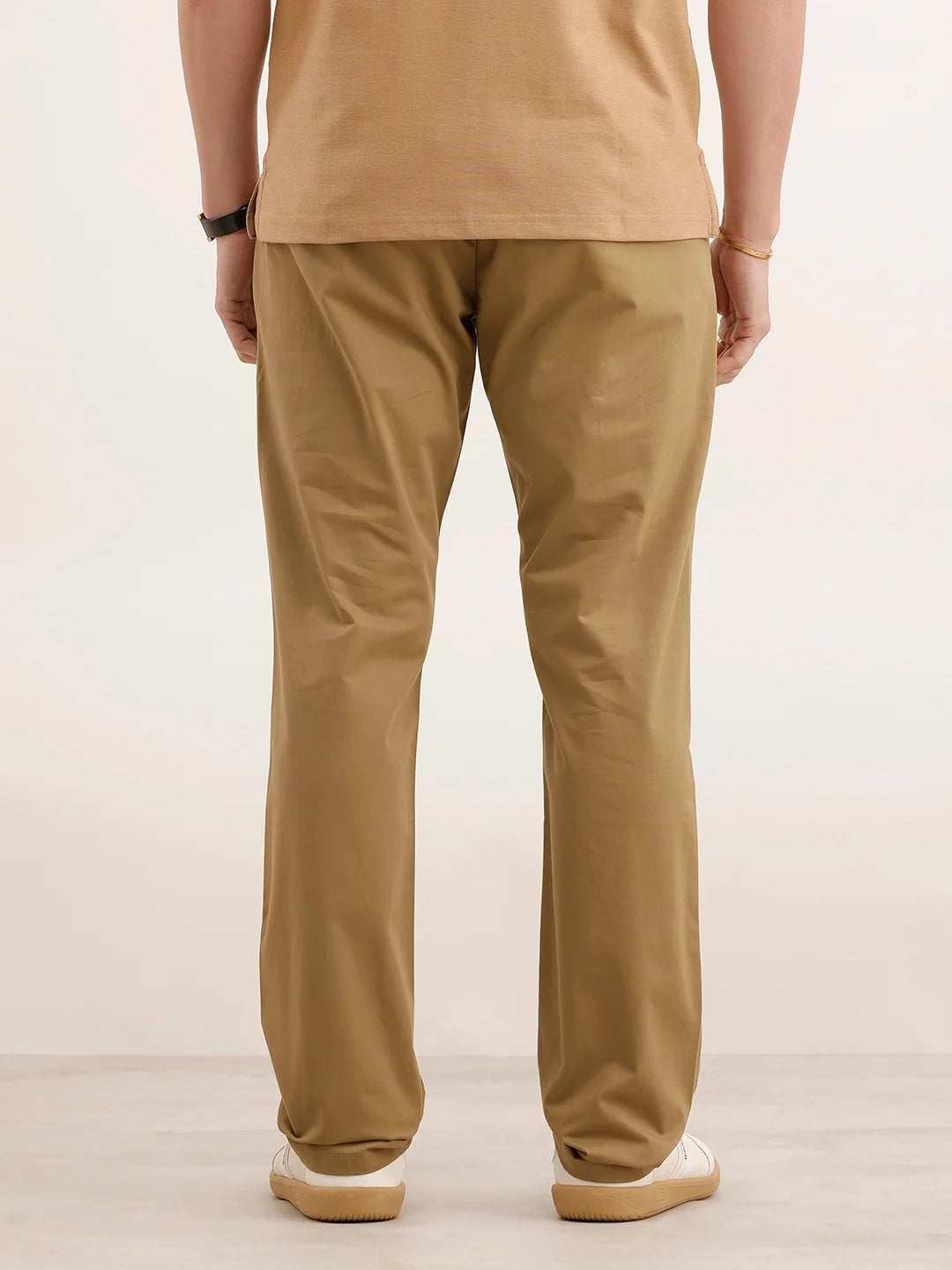 Straight Fit Solid Trouser | Khaki