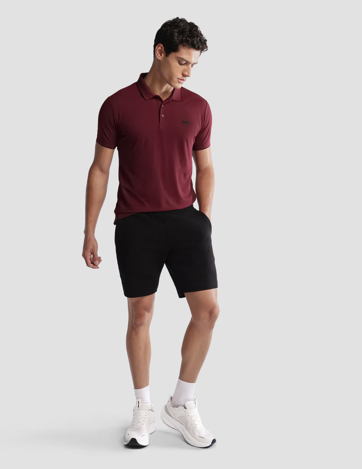 Solid Regular Fit Active Polo Shirt USP0