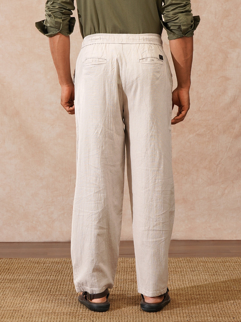 Solid Loose Fit Trouser | Beige