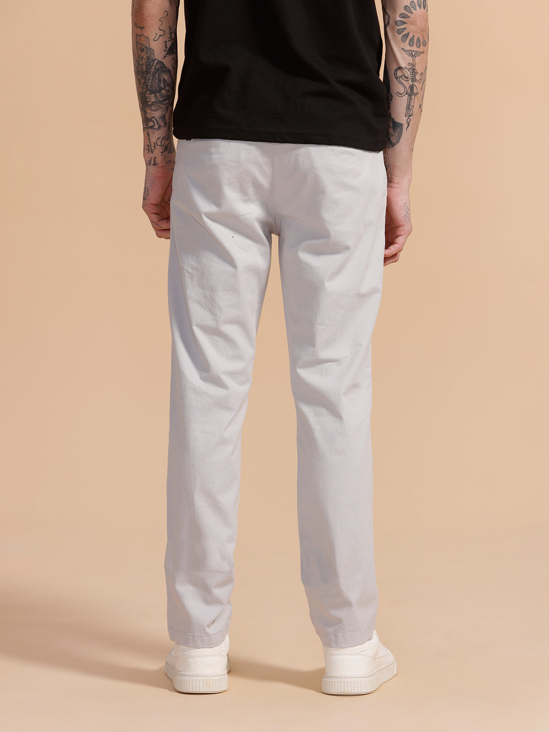 Cotton Blend Chino Trouser | Light Grey