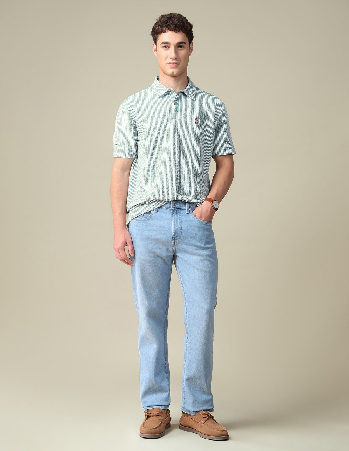 Vertical Striped Relaxed Fit Polo Shirt USP0
