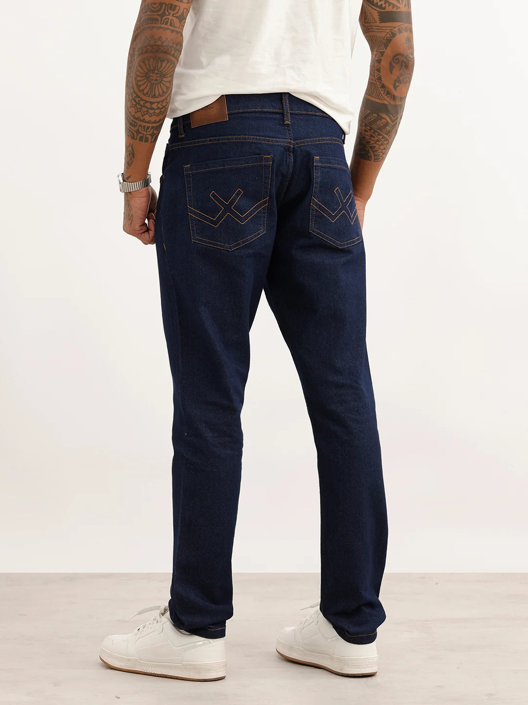 Solid Slim Fit Denim Jeans | Dark Blue