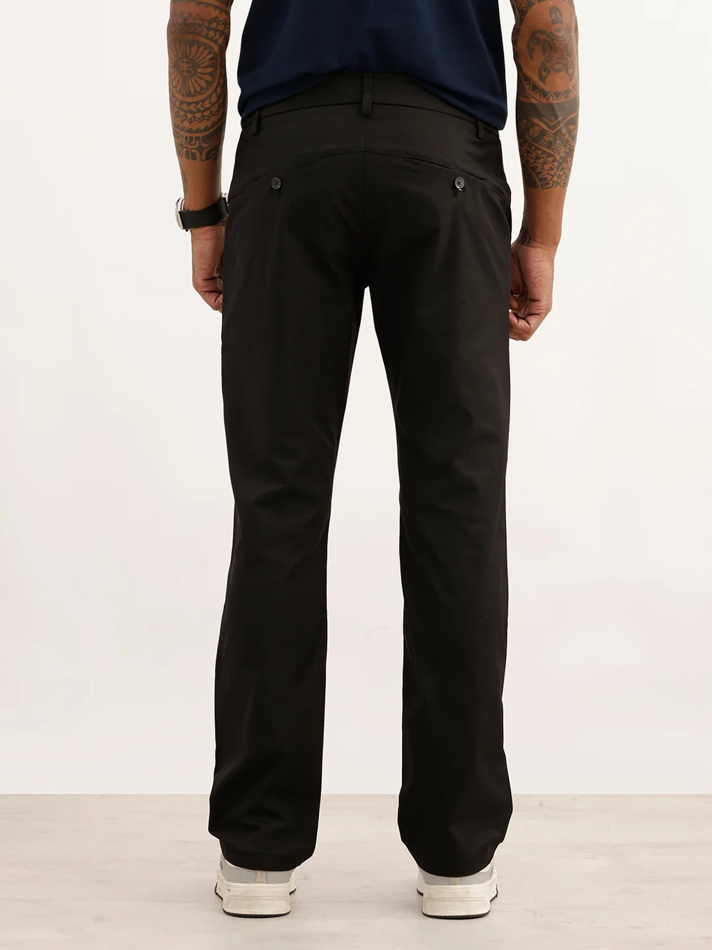 Solid Straight Fit Blended Trouser | Black