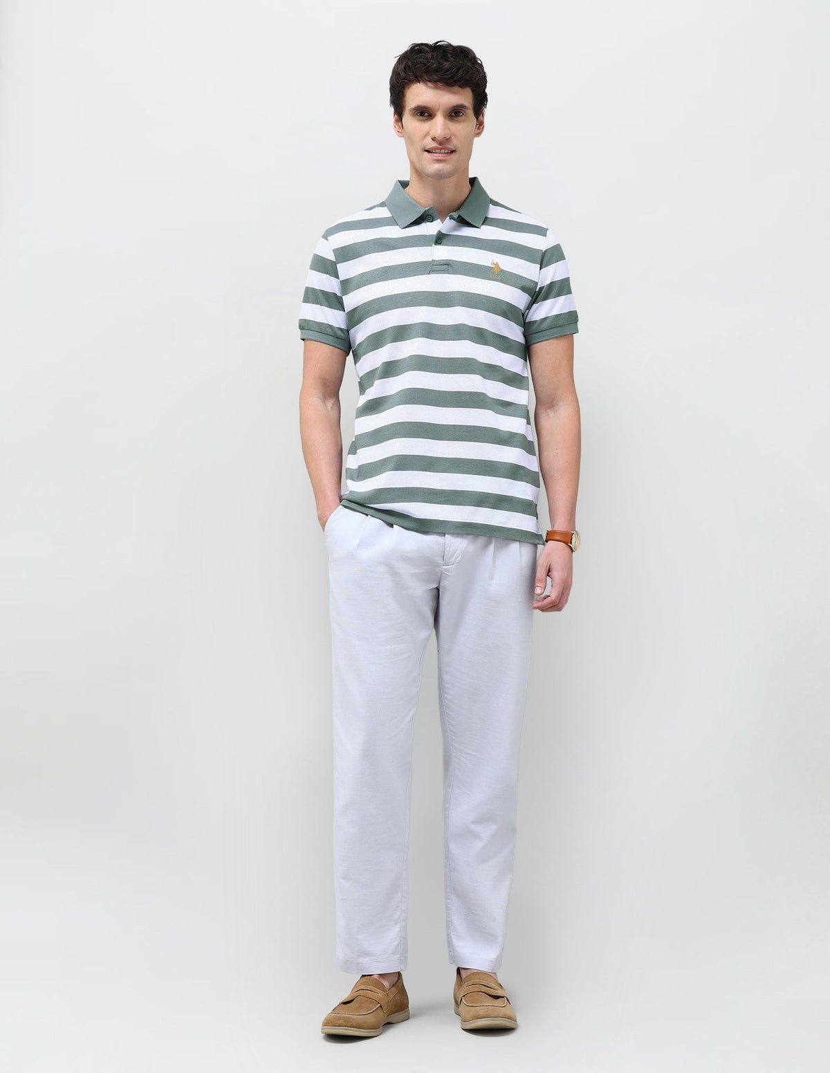 Horizontal Striped Slim Fit Polo Shirt USP0