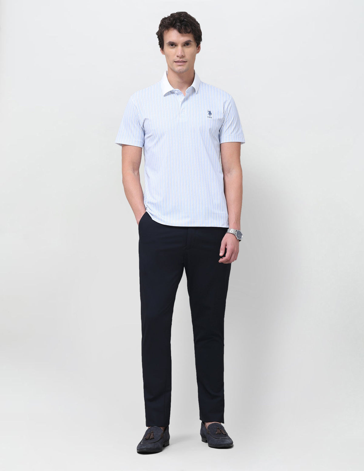 Vertical Striped Slim Fit Polo Shirt USP0