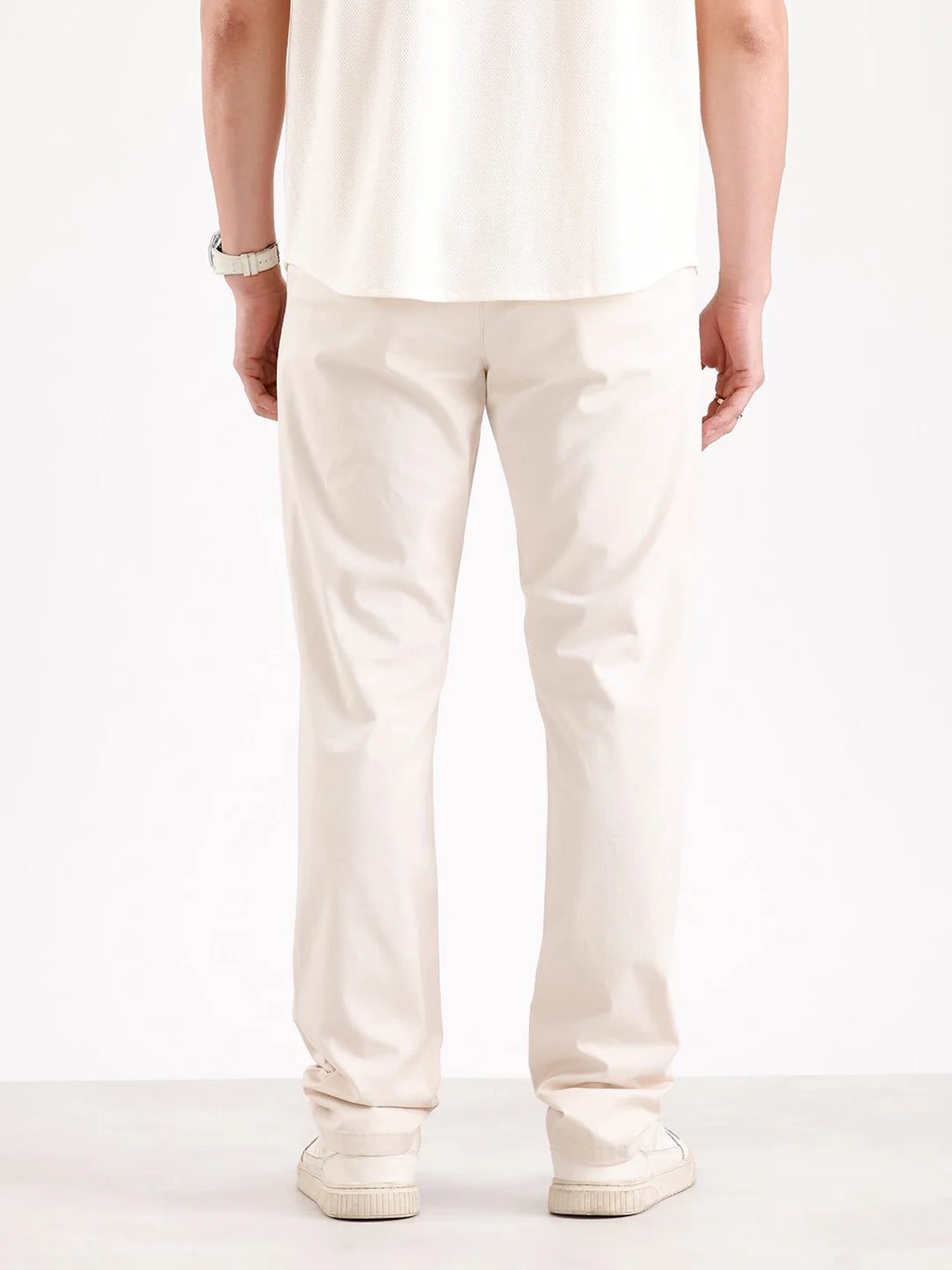 Solid Slim Fit Trouser | Cream