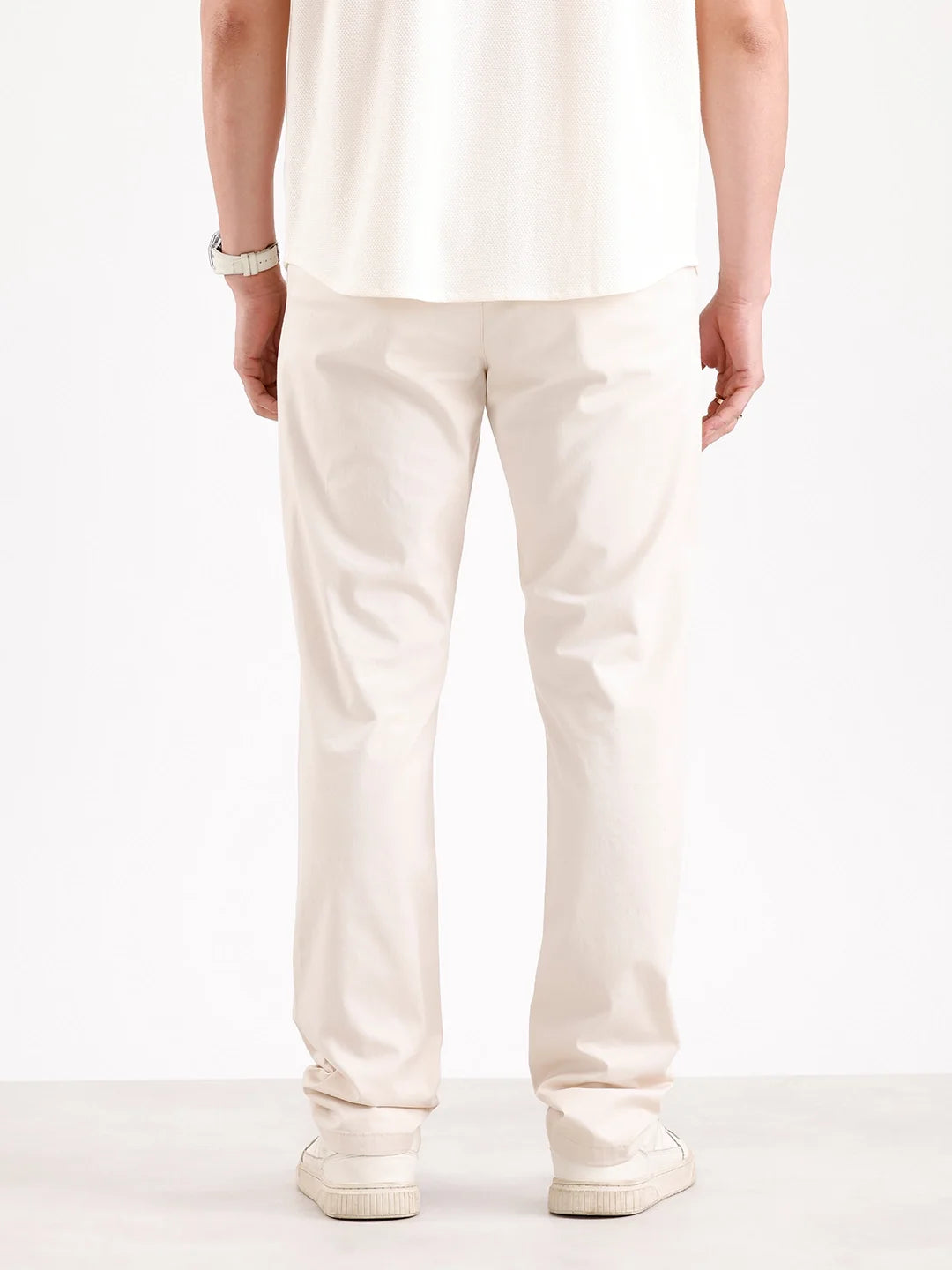Solid Slim Fit Trouser | Cream
