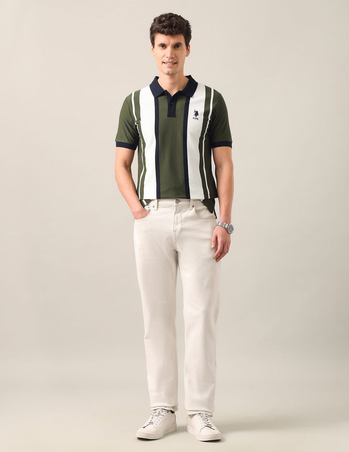 Vertical Striped Slim Fit Polo Shirt USP0