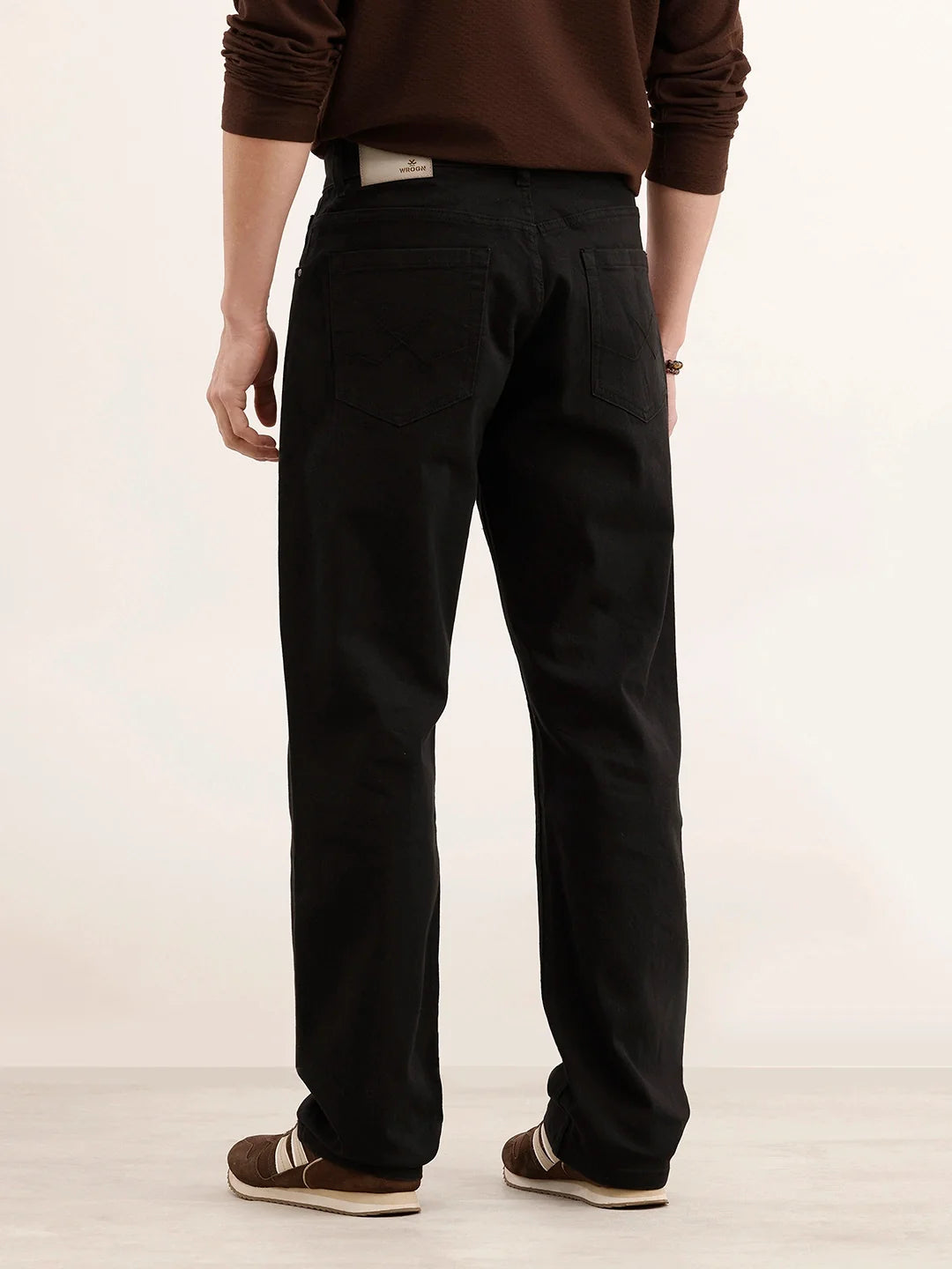 Relaxed Fit Solid Denim Jeans | Black