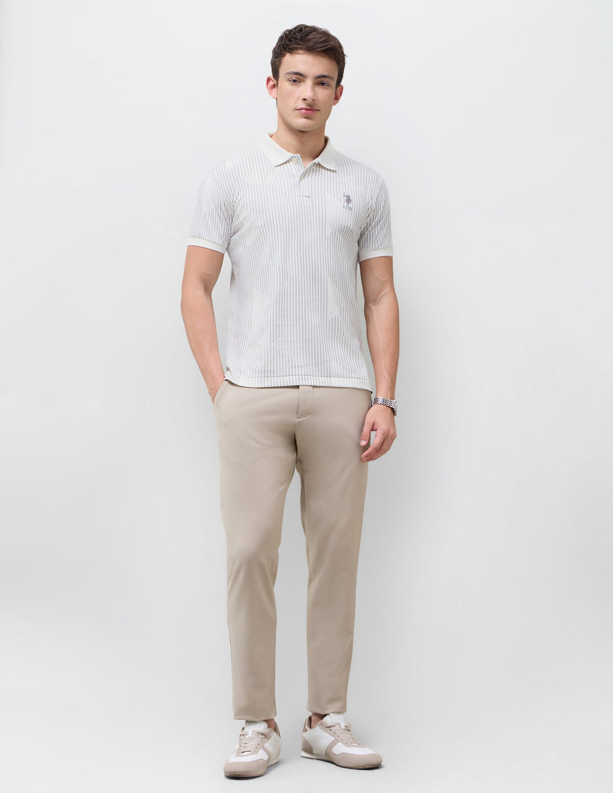 Vertical Striped Slim Fit Polo Shirt USP0