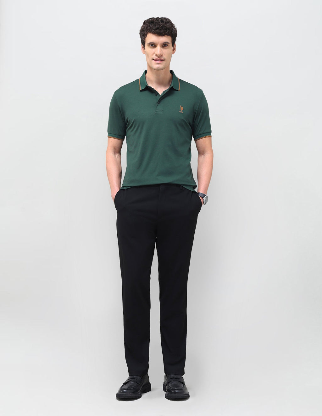 Slim Fit Solid Polo Shirt USP0