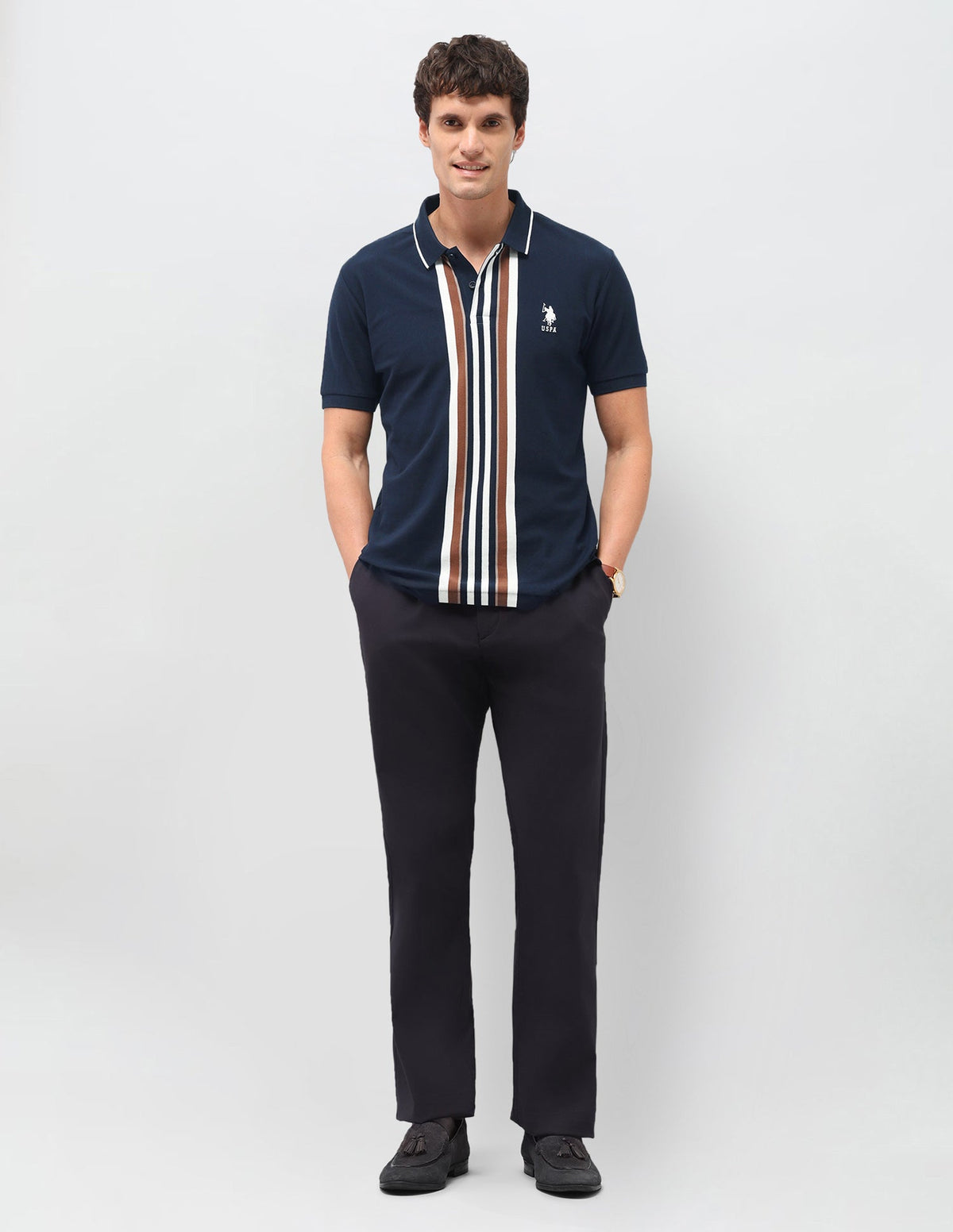 Vertical Striped Slim Fit Polo Shirt USP0