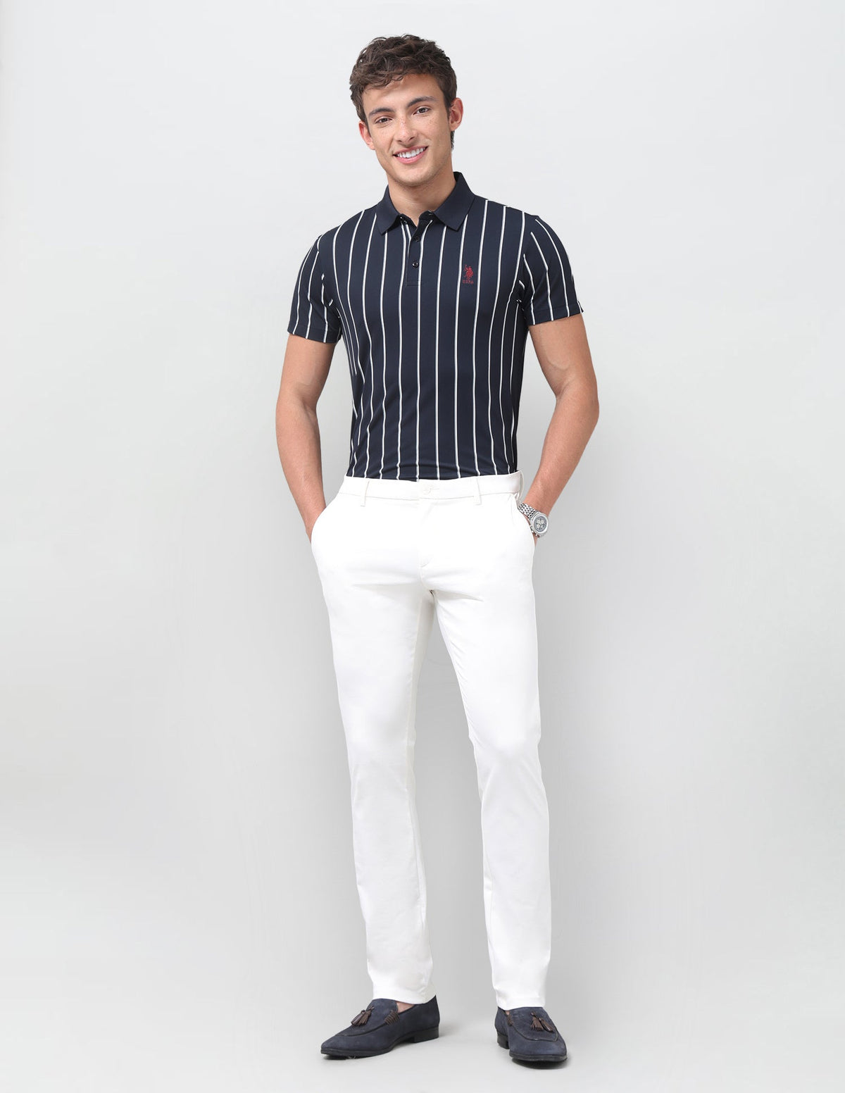 Vertical Striped Slim Fit Polo Shirt USP0
