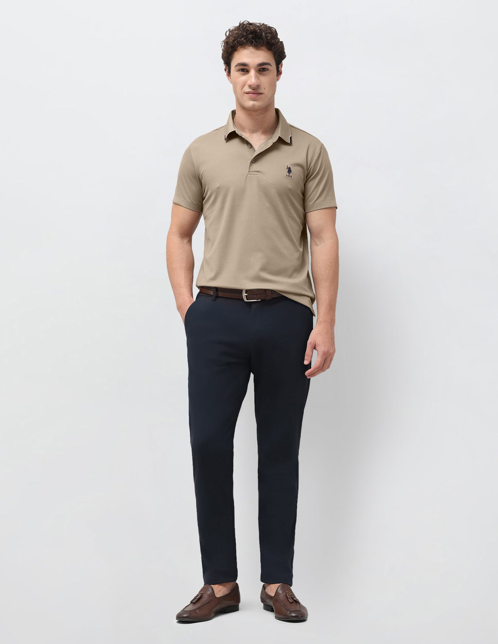 Slim Fit Solid Polo Shirt USP0