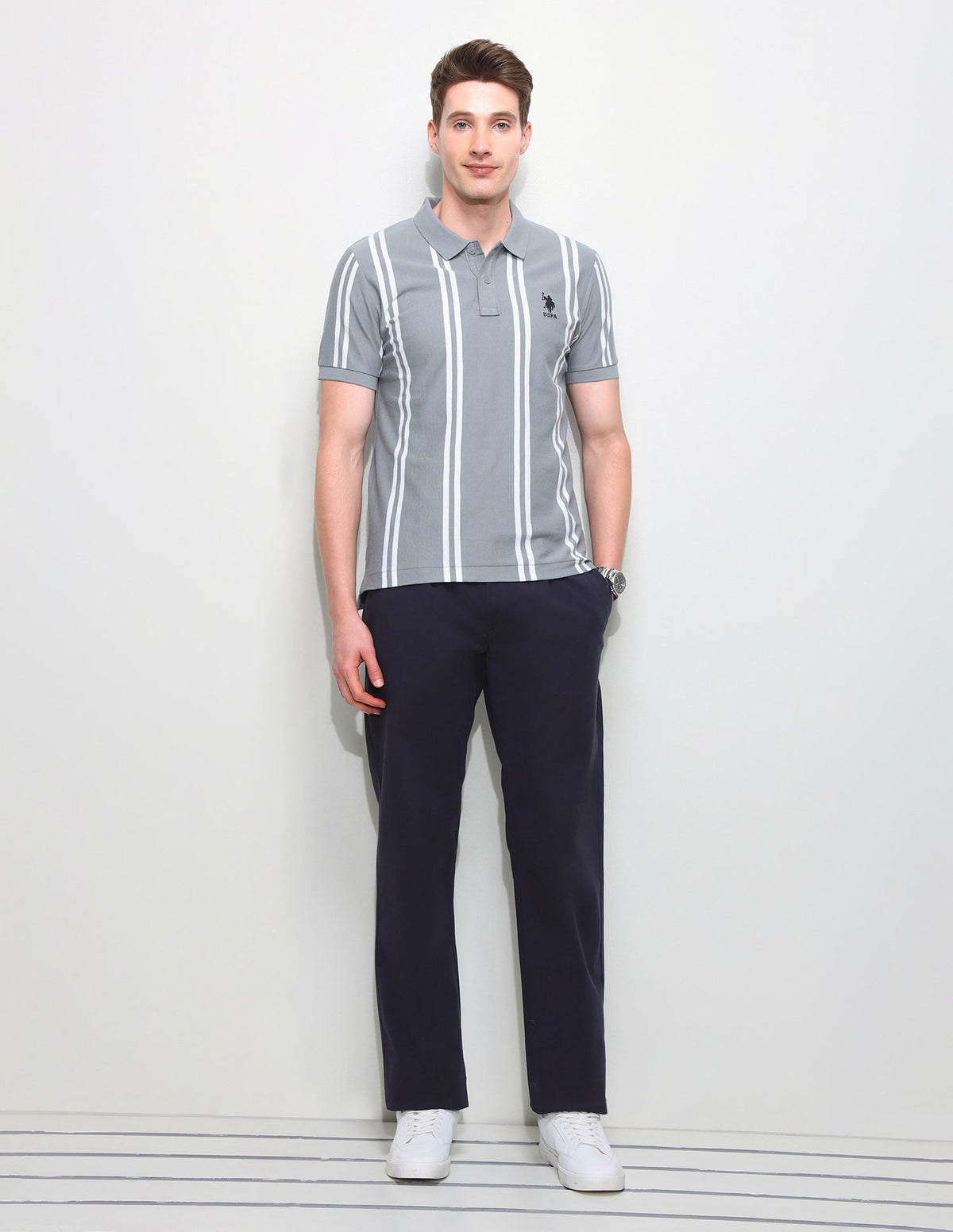 Vertical Striped Slim Fit Polo Shirt USP0