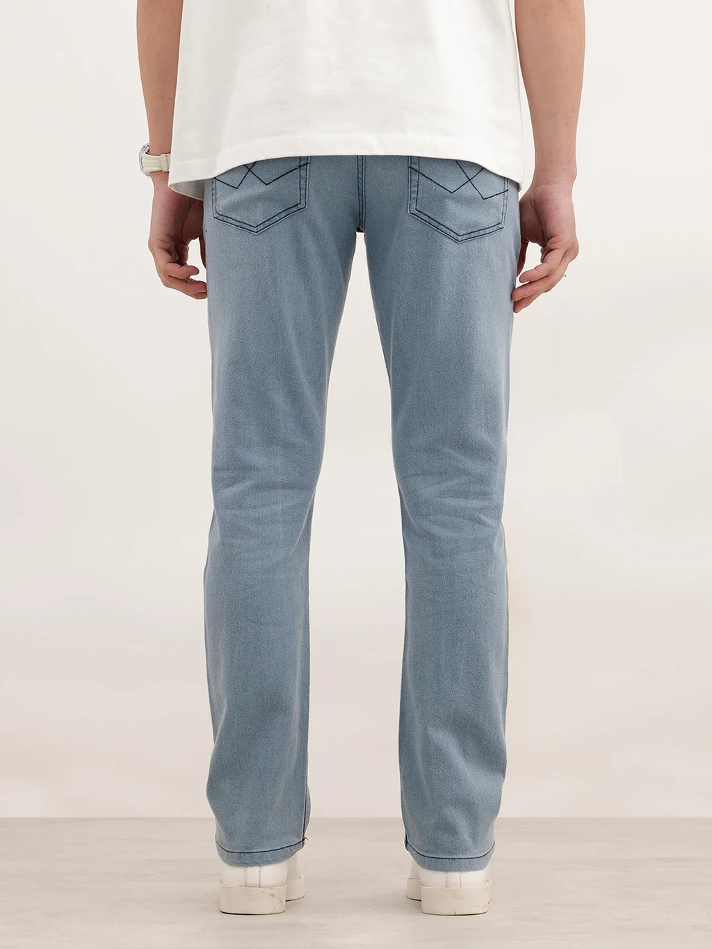 Solid Straight Fit Denim Jeans | Light Blue