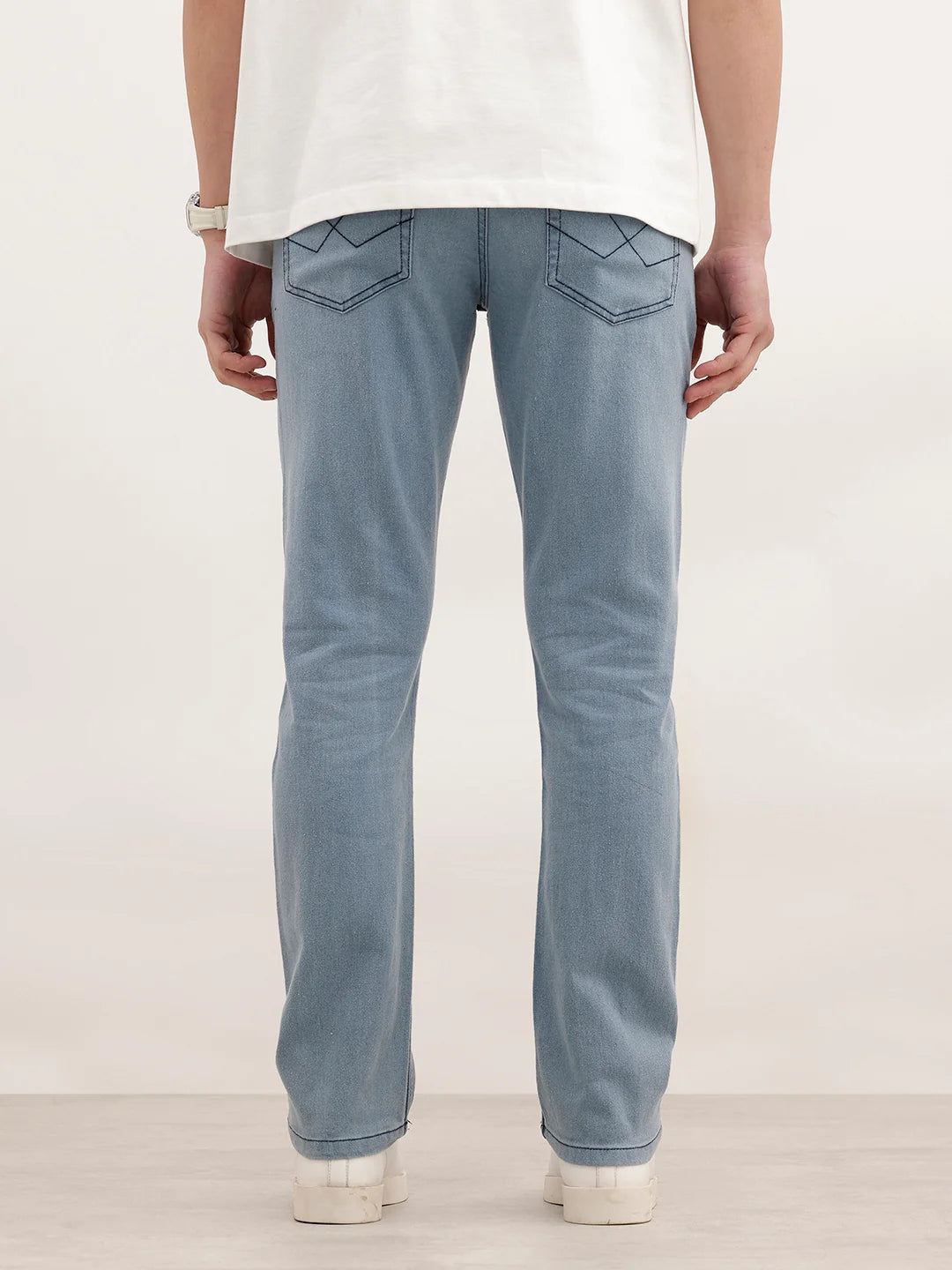 Solid Straight Fit Denim Jeans | Light Blue