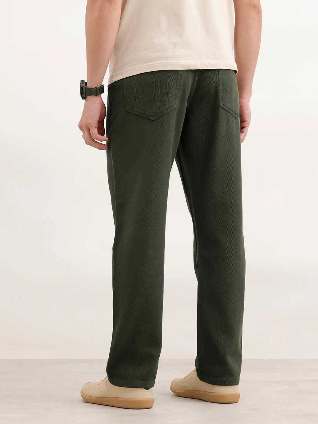 Solid Anti Fit Denim Jeans | Olive