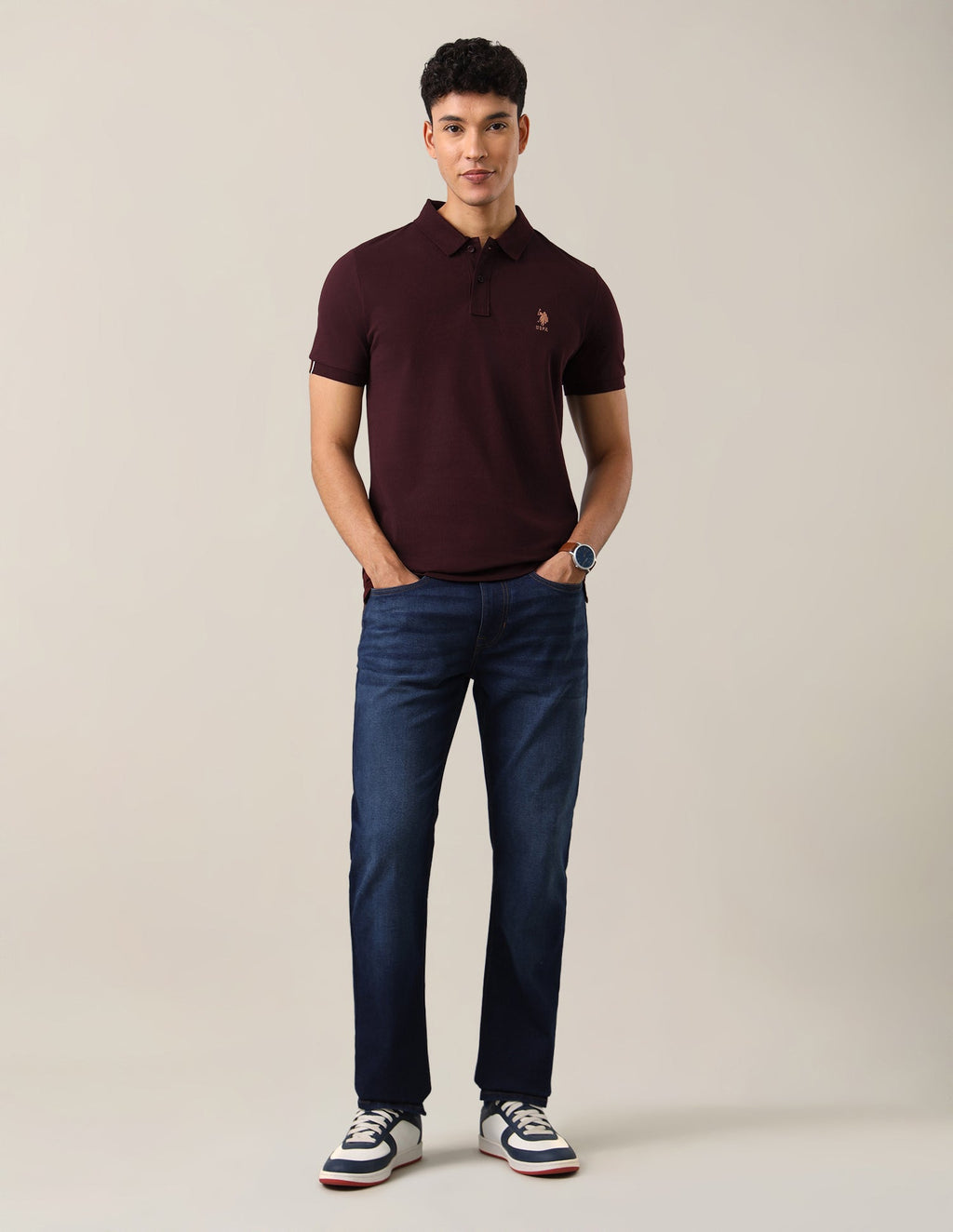 Brand Embroidered Slim Fit Polo Shirt USP0