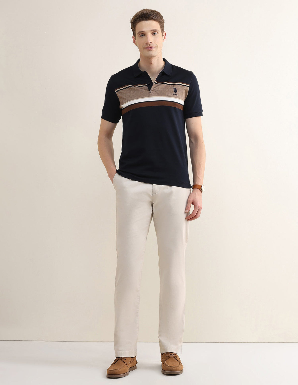 Colourblocked Slim Fit Polo Shirt USP0