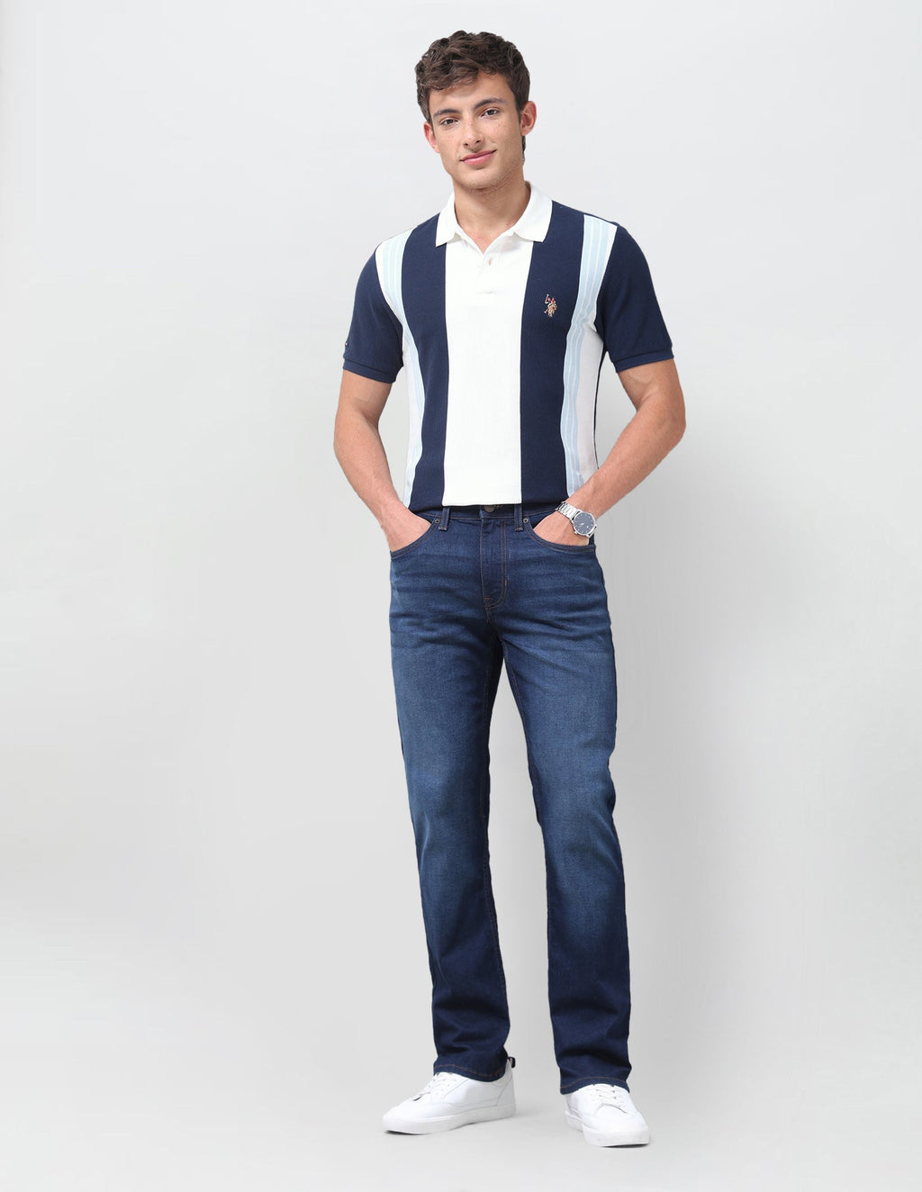 Vertical Striped Muscle Fit Polo Shirt USP0