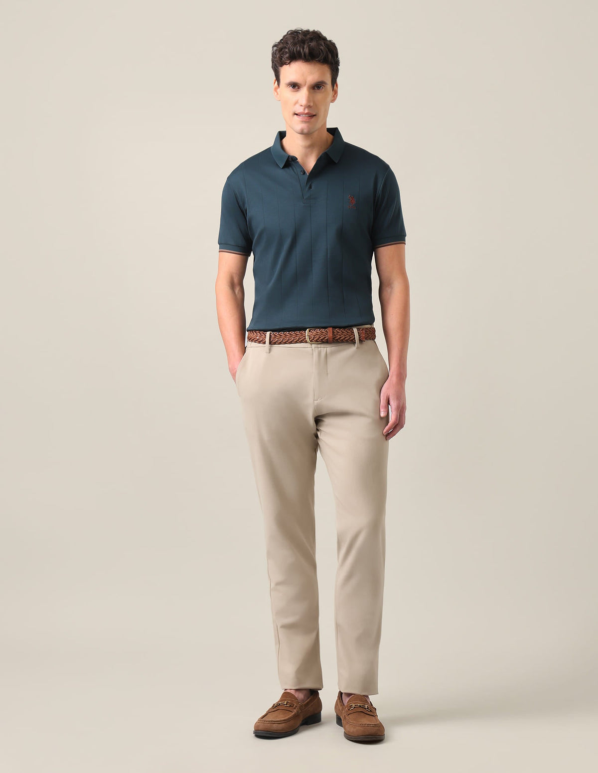 Vertical Striped Slim Fit Polo Shirt USP0