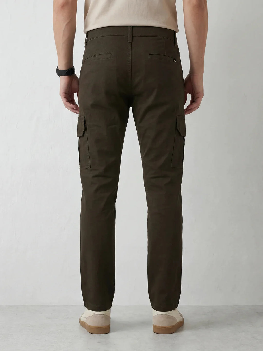 Straight Fit Solid Cargo Trouser | Olive