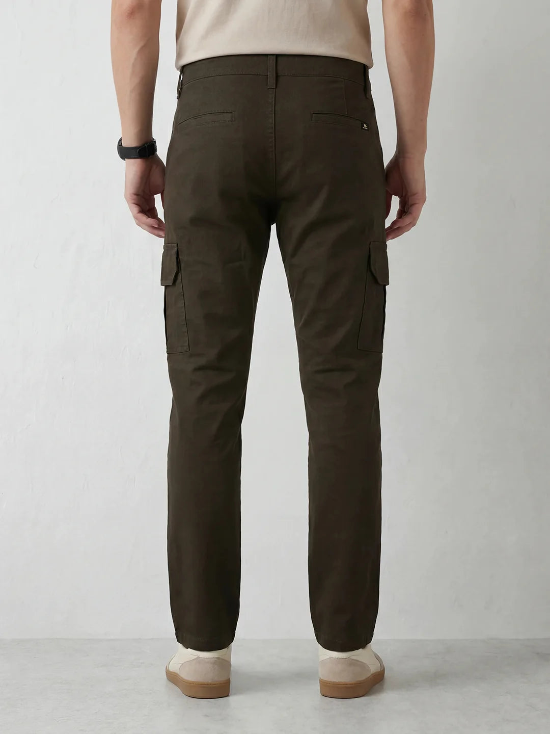 Straight Fit Solid Cargo Trouser | Olive