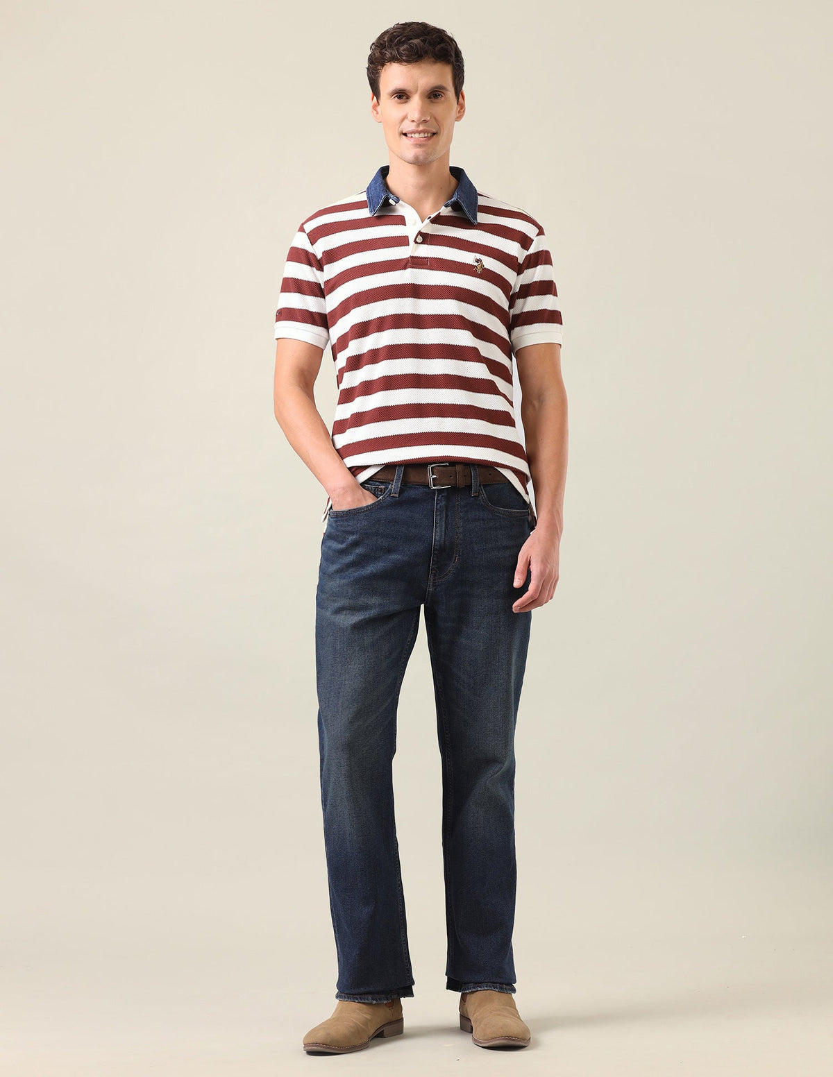Horizontal Striped Slim Fit Polo Shirt USP0