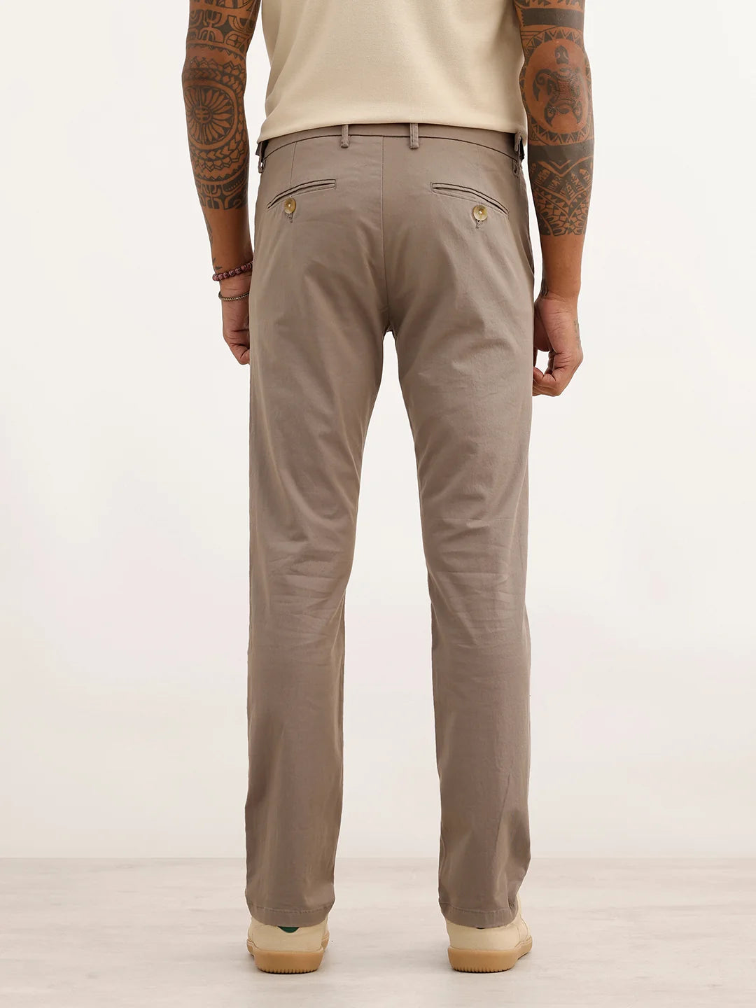 Solid Slim Fit Pleated Trouser | Grey