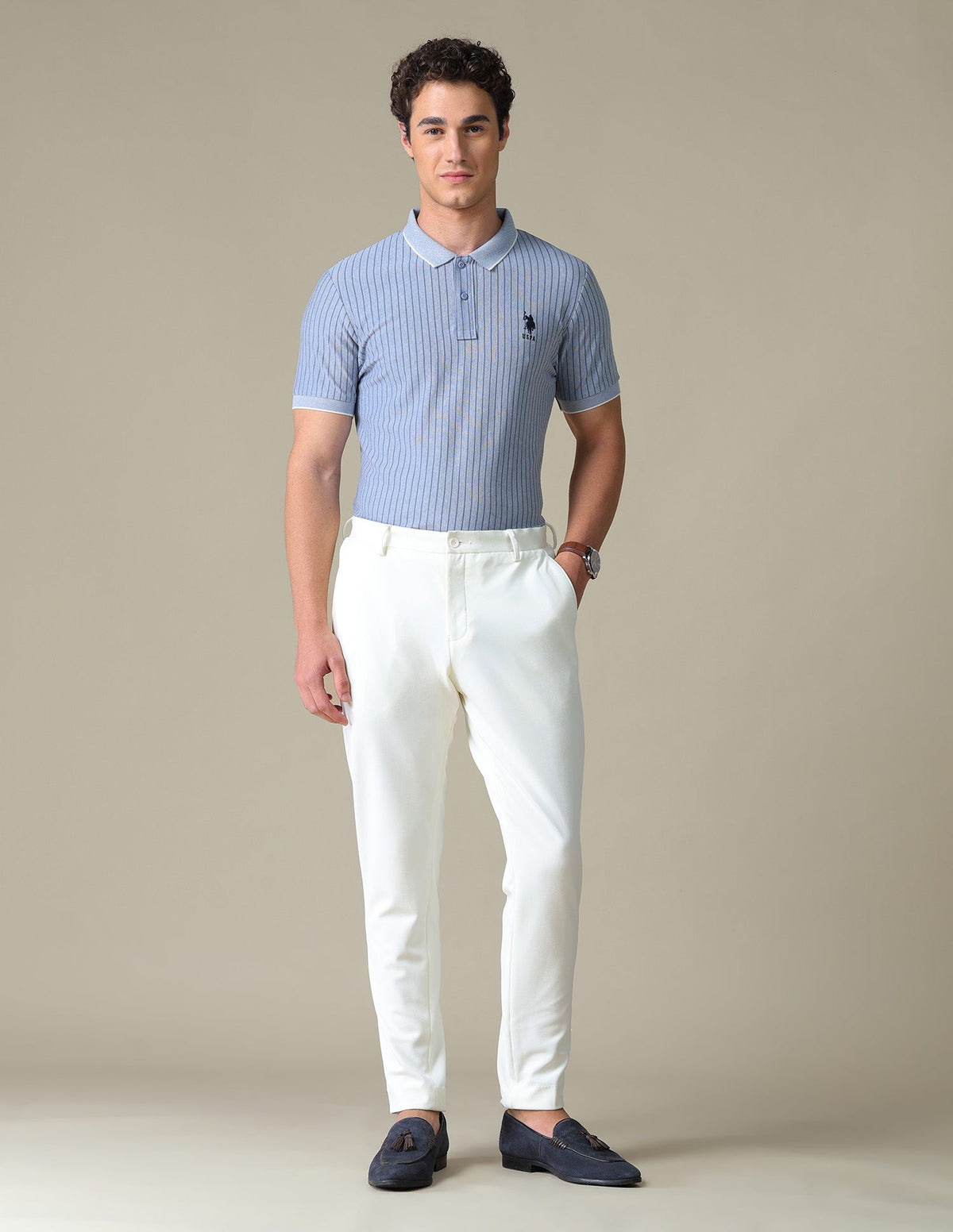 Vertical Striped Regular Fit Polo Shirt USP0