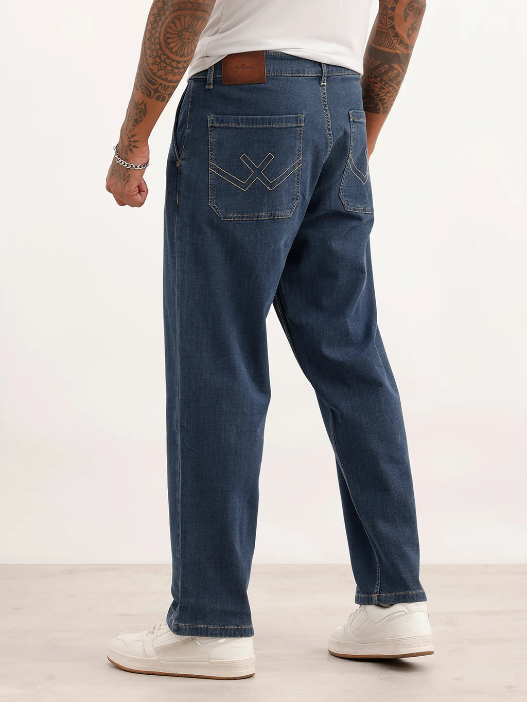Solid Loose Fit Denim Jeans | Blue