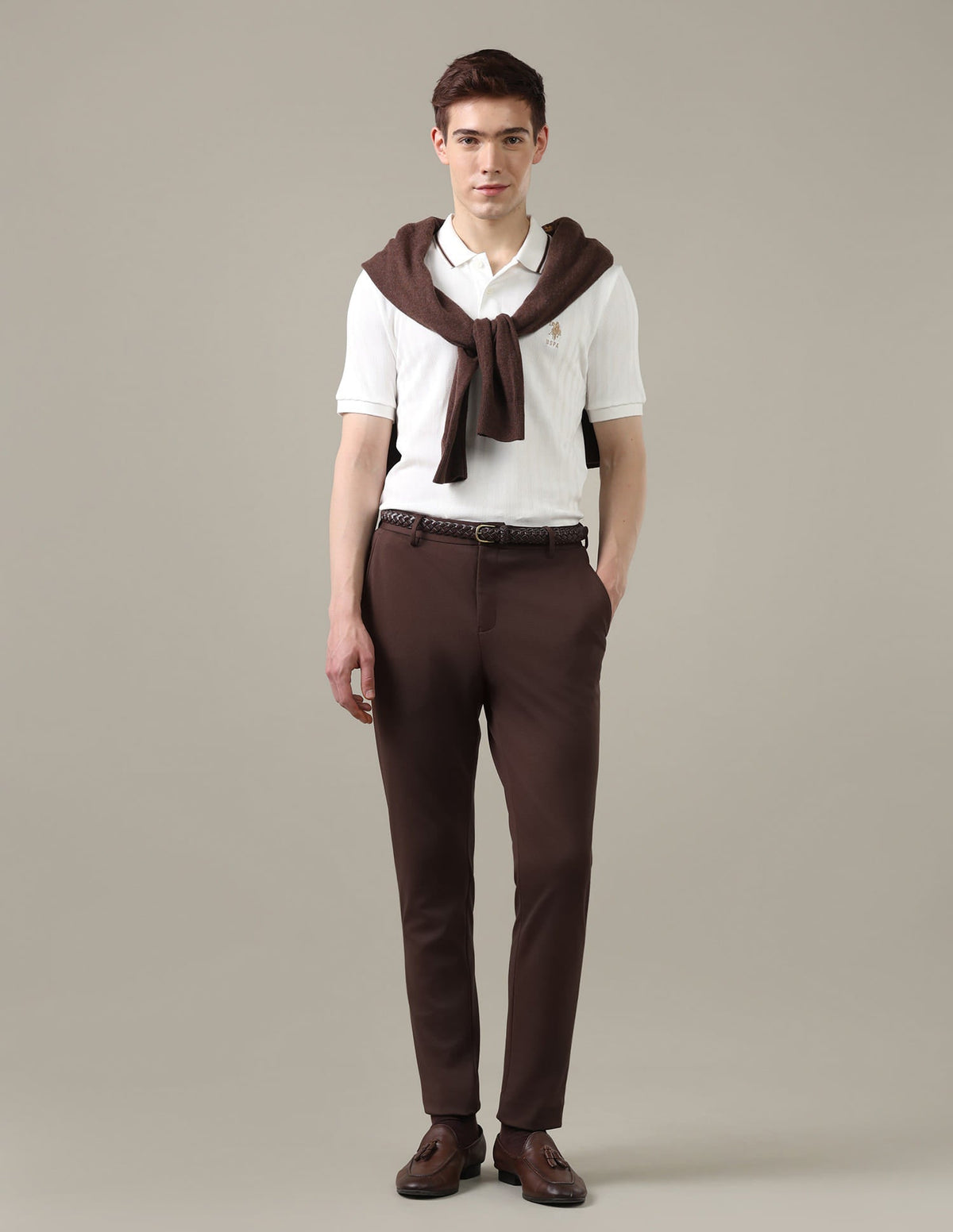 Textured Chevron Slim Fit Polo Shirt USP0