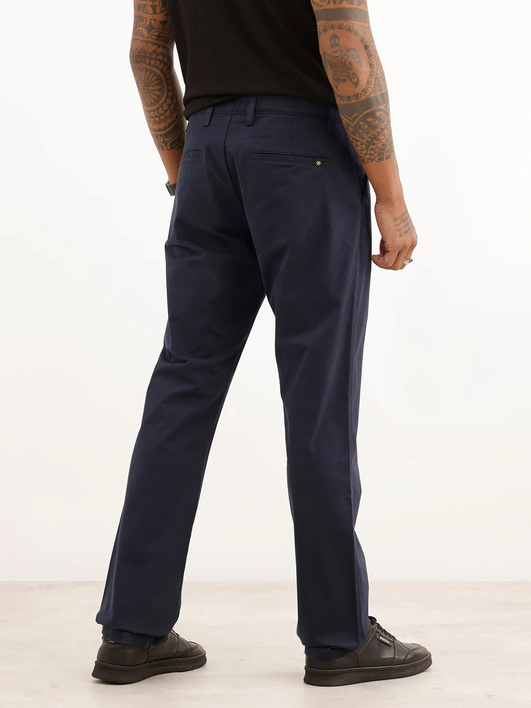 Straight Fit Solid Trouser | Navy Blue