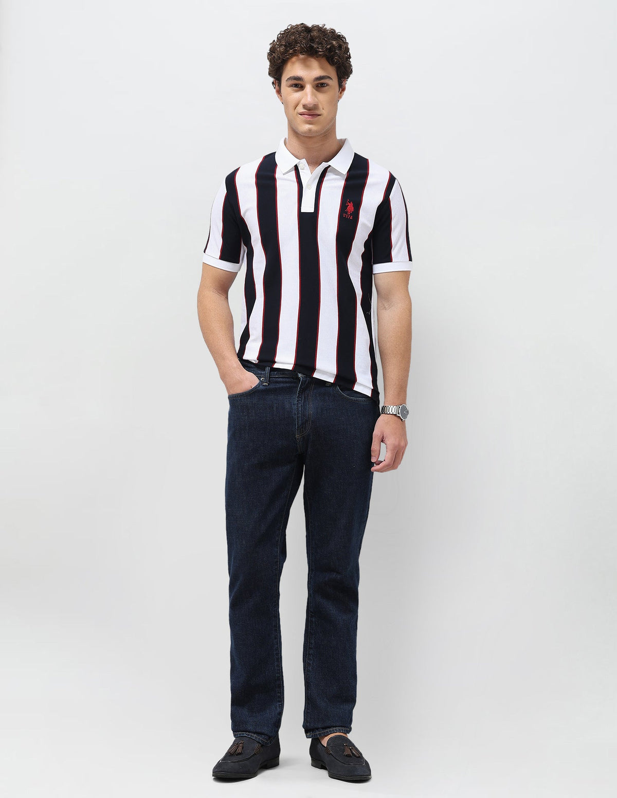 Vertical Striped Slim Fit Polo Shirt USP0