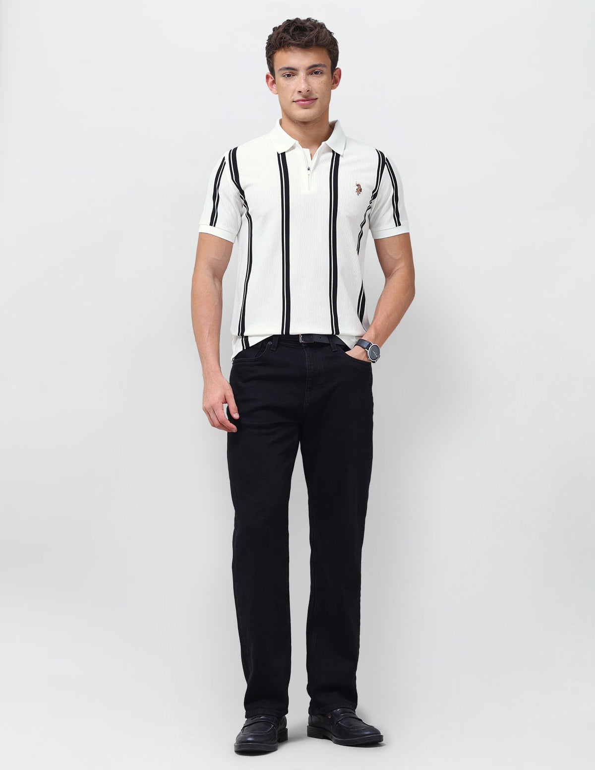 Vertical Striped Slim Fit Polo Shirt USP0