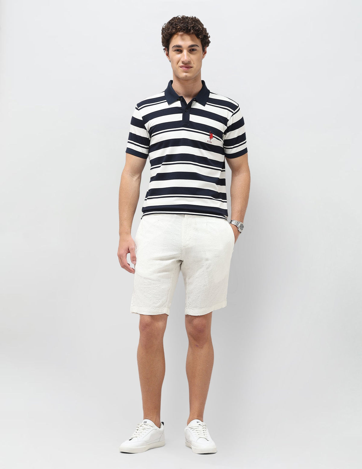 Horizontal Striped Slim Fit Polo Shirt USP0