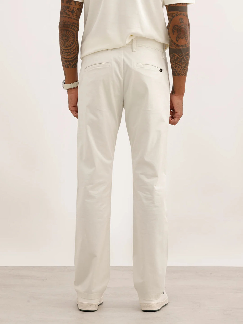 Classic Solid Straight Fit Trouser | White