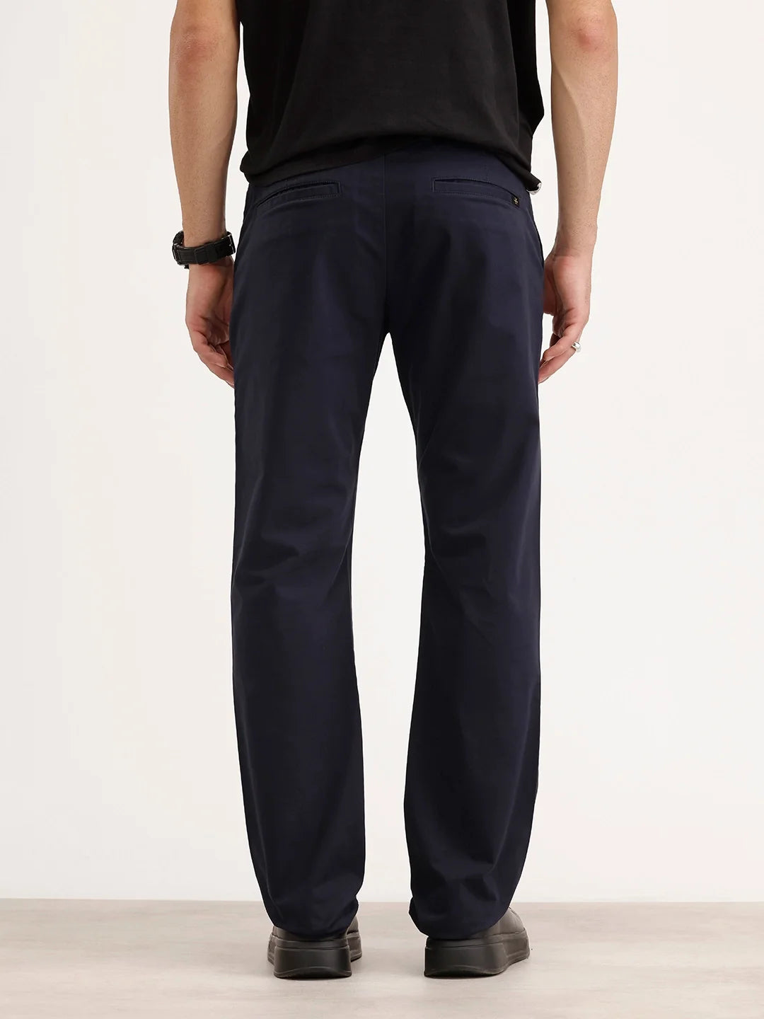 Solid Straight Fit Trouser | Navy Blue