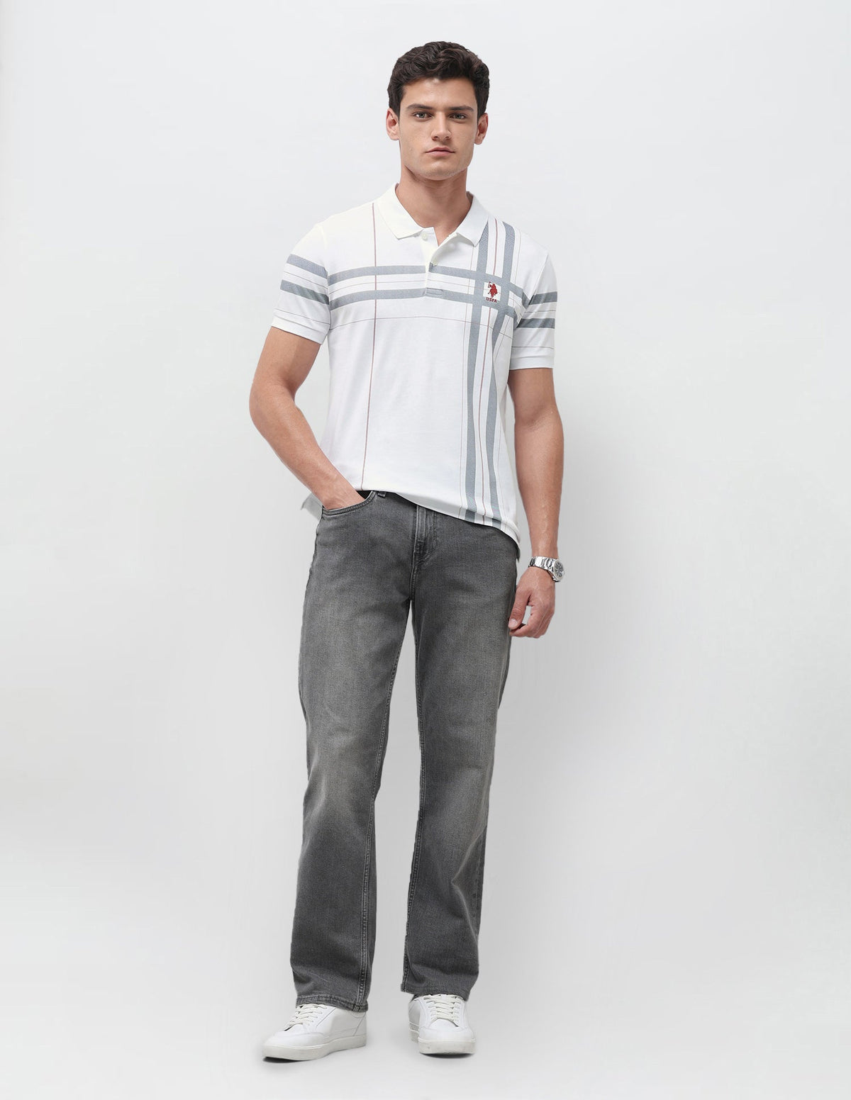 Vertical Striped Slim Fit Polo Shirt USP0