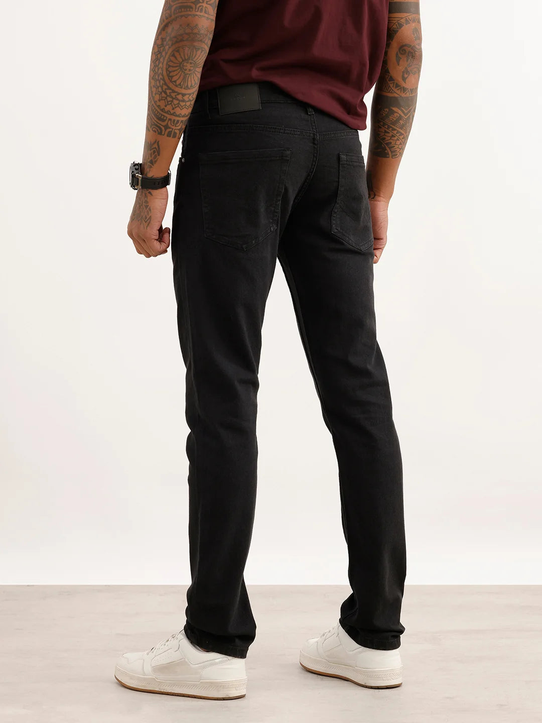 Solid Slim Fit Denim Jeans | Black