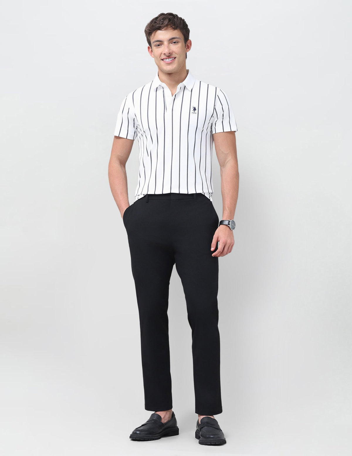 Vertical Striped Slim Fit Polo Shirt USP0
