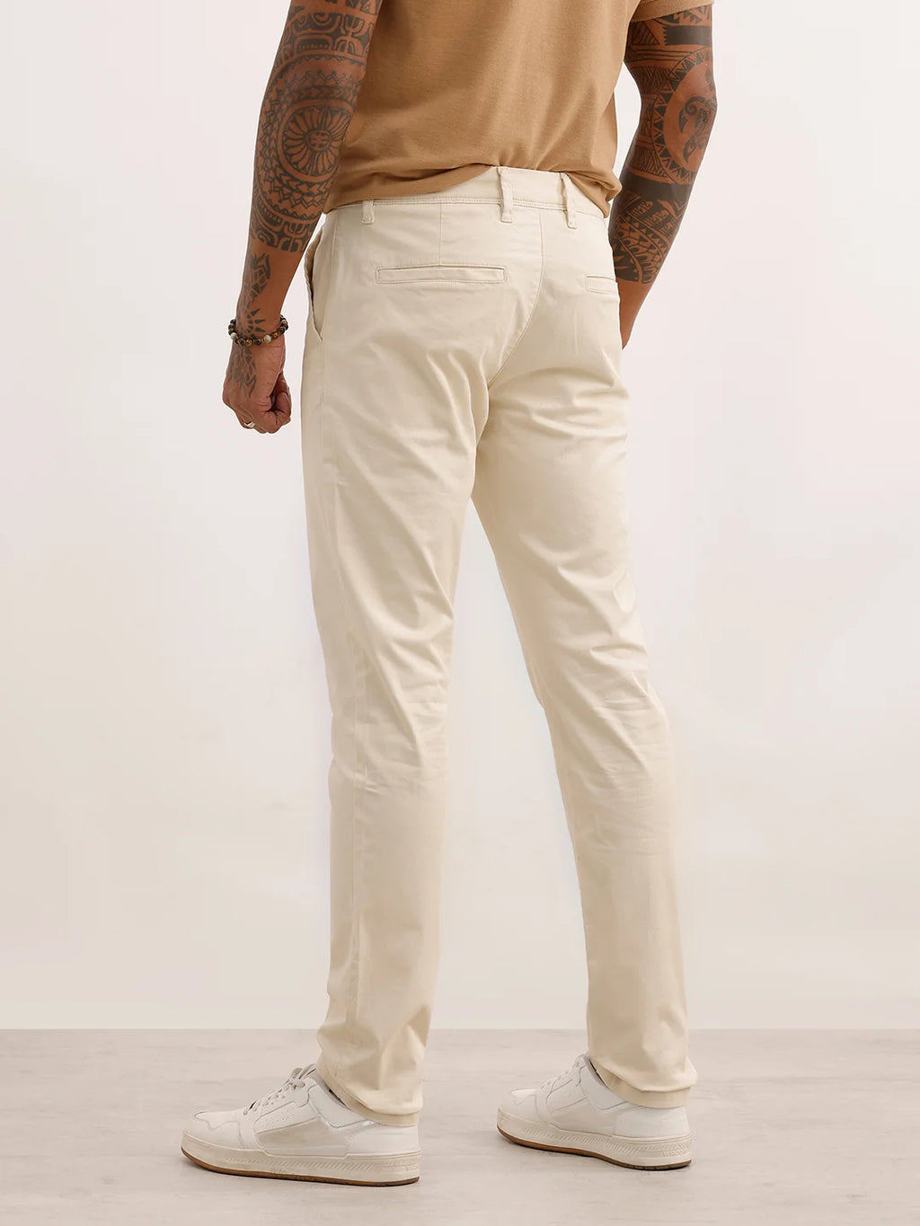 Classic Solid Slim Fit Trouser | Cream
