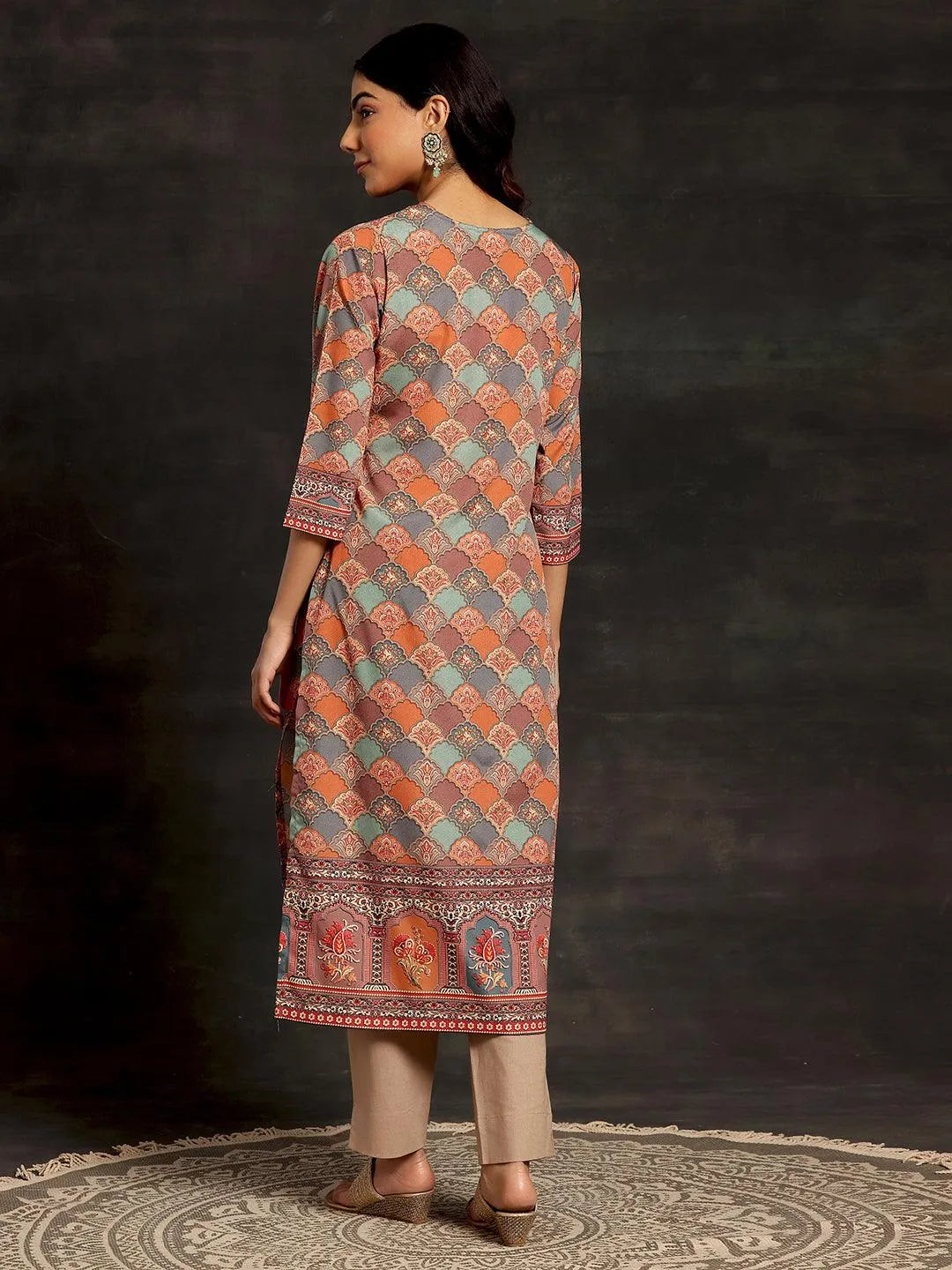 Libas Multicoloured Printed Crepe Straight Kurta