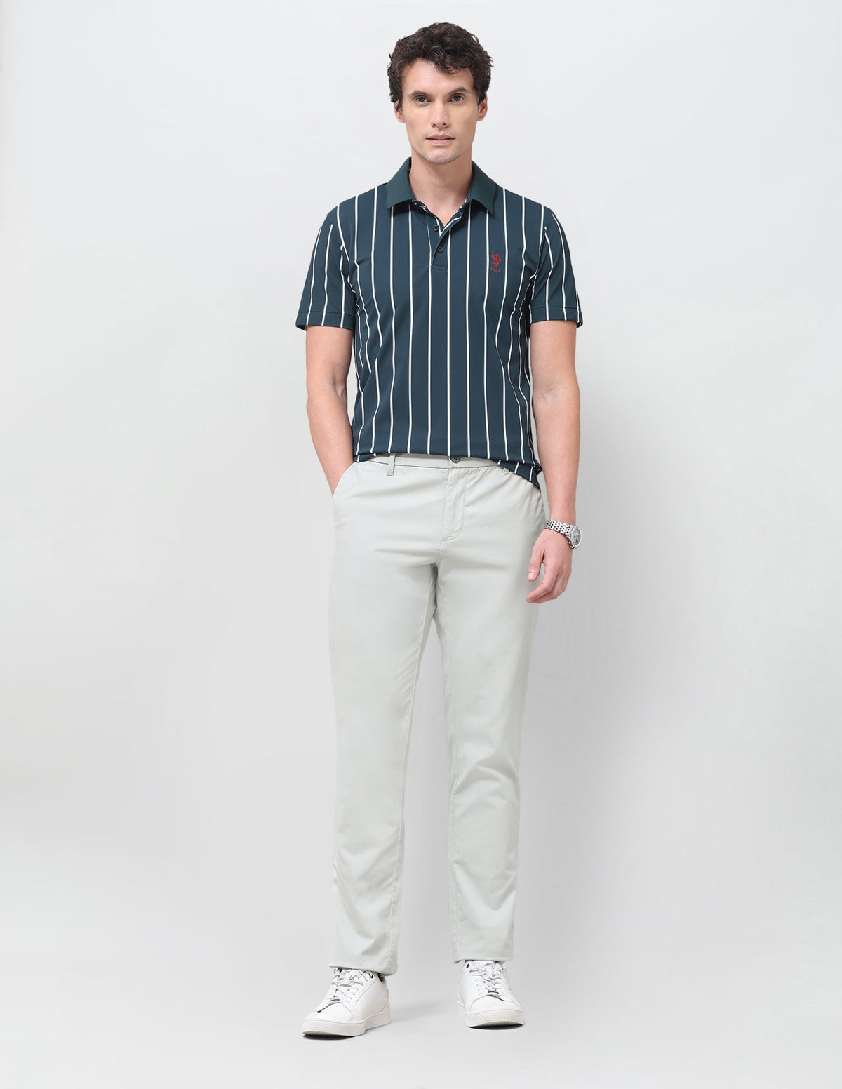 Vertical Striped Slim Fit Polo Shirt USP0
