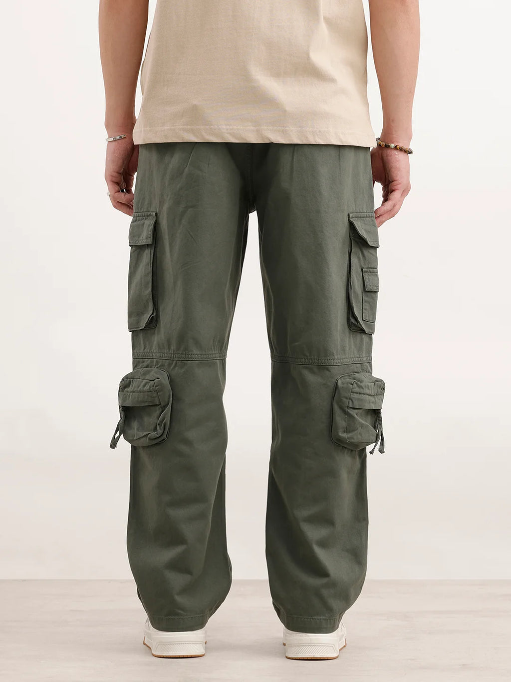 Loose Fit Cargo Trousers | Olive