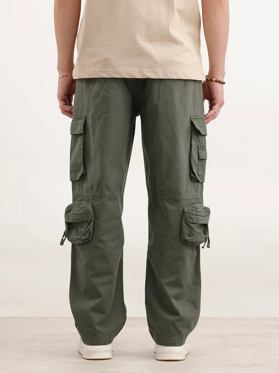 Loose Fit Cargo Trousers | Olive
